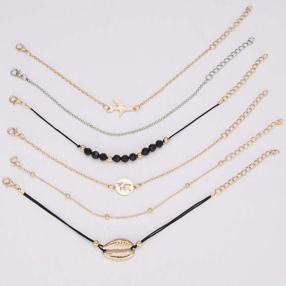 'Vacay' 6-piece Gold Shell and Earth Bracelet Set - Picture 6 of 8